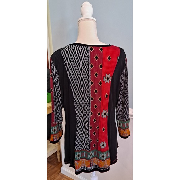 Parsley Sage Women's Tunic Top Aztec Geometric Shirt Size XL 3/4 Sleeve - Picture 3 of 6